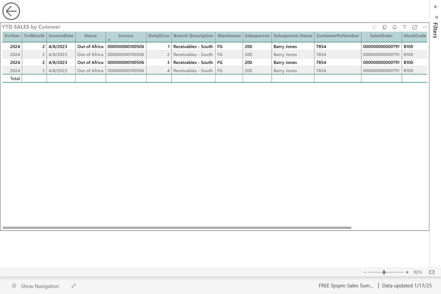FREE Power BI Syspro Sales Summary App
