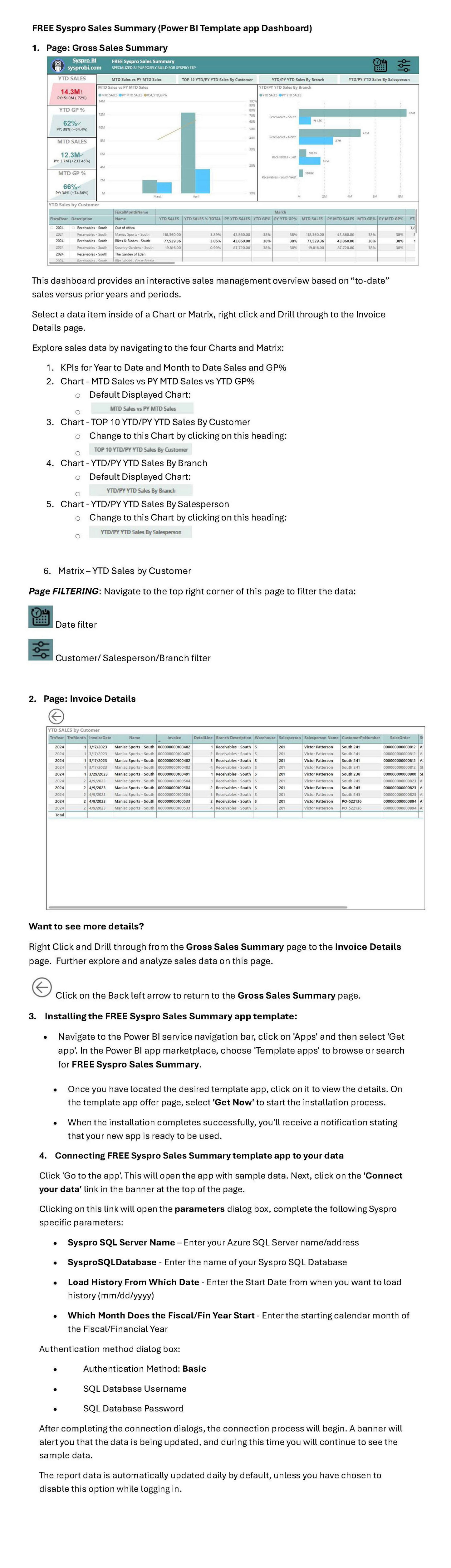 FREE Power BI Syspro Sales Summary App